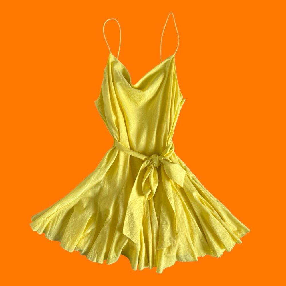 Alice + Olivia Yellow Cowl Neck Mini Dress Size 6